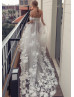 Beaded Ivory Floral Blossom Tulle Wedding Dress Beaded Ivory Floral Blossom Tulle Wedding Dress